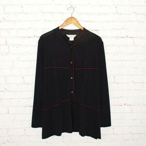 MISOOK Women's Button Cardigan Sweater Acrylic Black size 2X